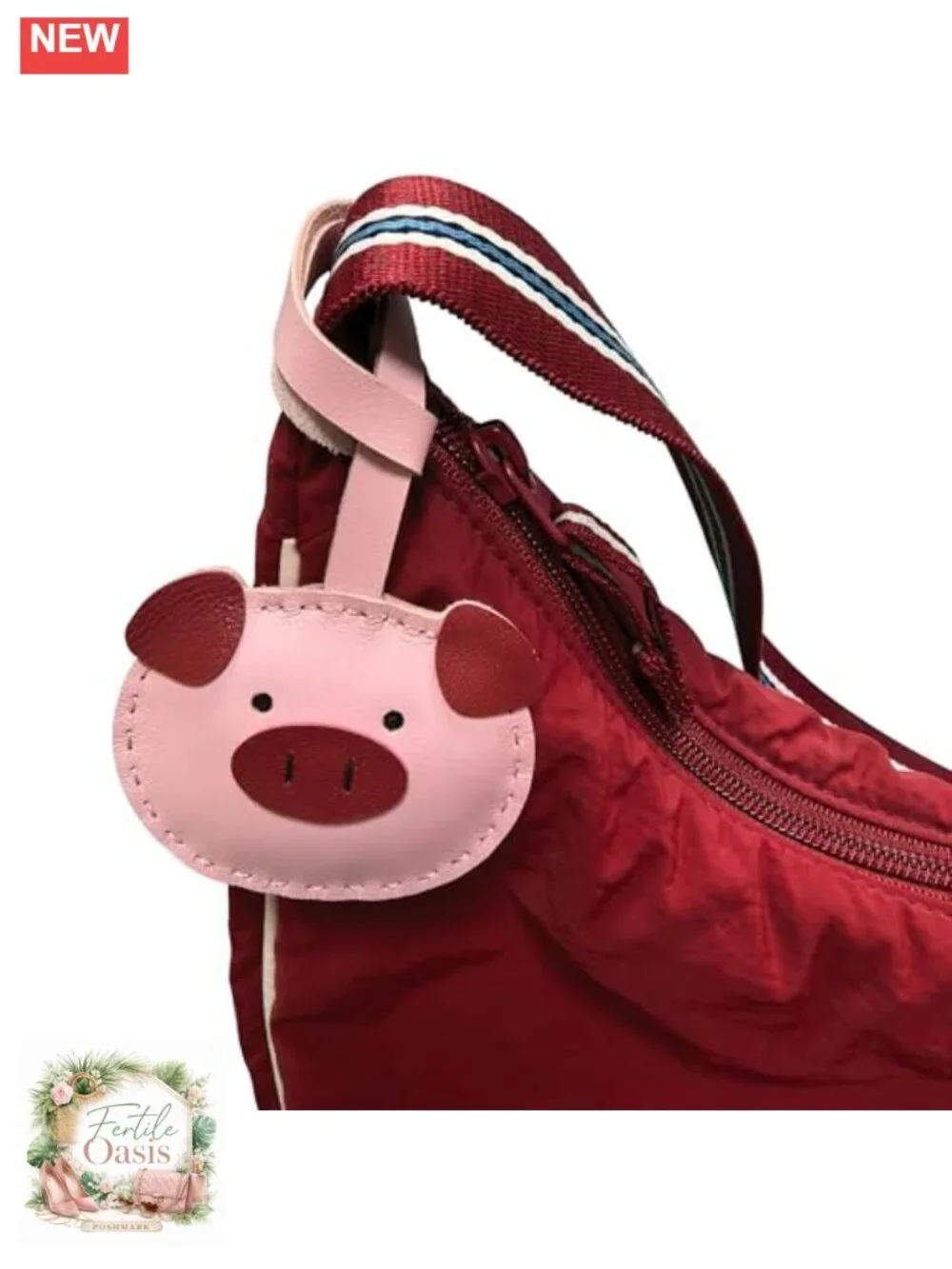 Faux Leather Pig Bag Charm Handbag Accessory Keychain